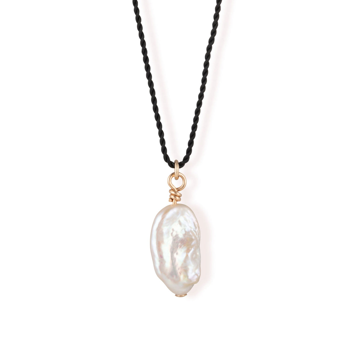 Freshwater Pearl Black Cord Necklace